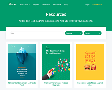 example of a document resource library created with Beacon